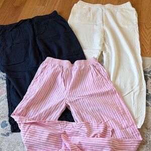 Boohoo Striped Pants Set - Black, White, Pink